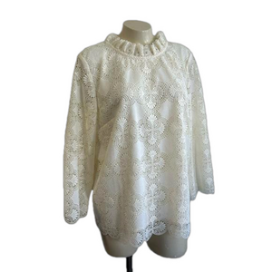 TALBOTS LACE IVORY BLOUSE  Large NWT